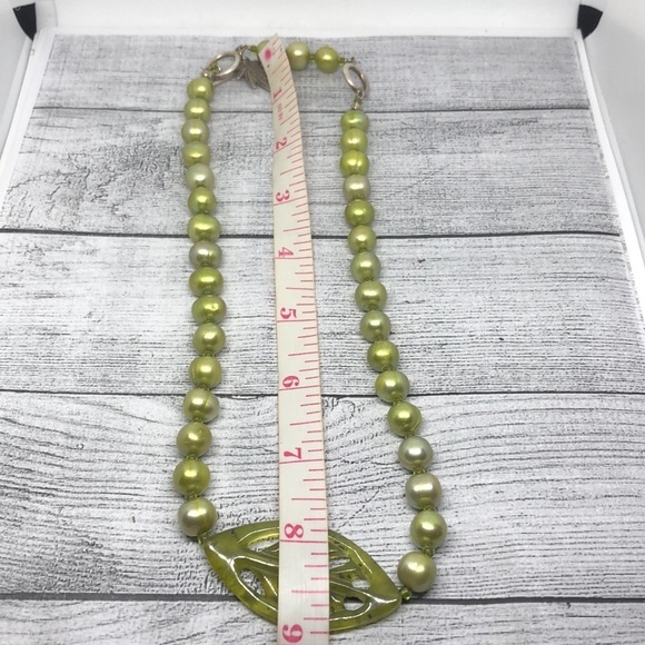 Artisan vintage freshwater pearl leaf pendant statement necklace sterling - Picture 5 of 5